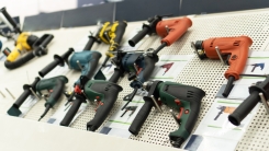 display of power tools in hardware store