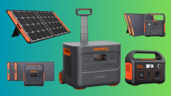 A collage of Jackery brand power generators and solar banks